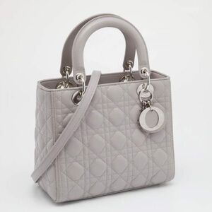 Lambskin Cannage Medium Lady Dior Grey